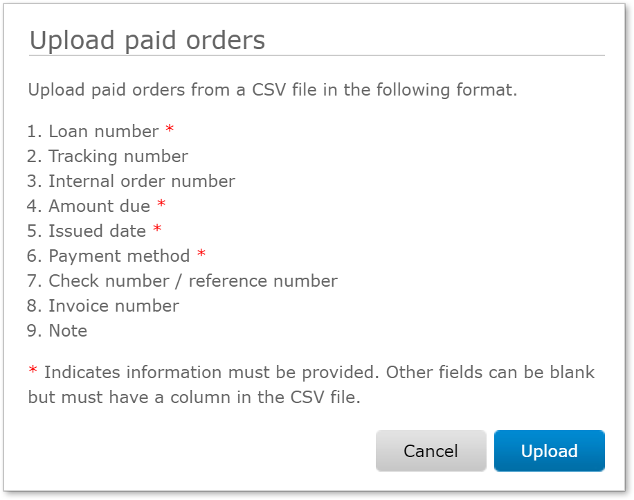 Upload paid orders