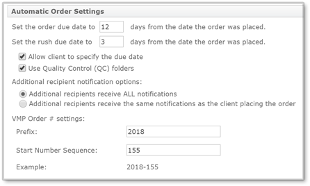 Automatic Order Settings