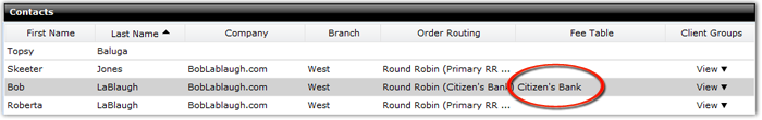 Fee Table Assignment