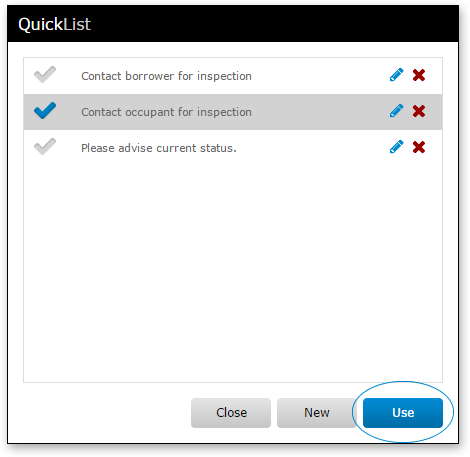 Use QuickList Item