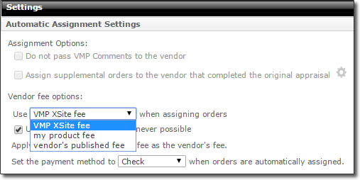 Vendor Fee Options