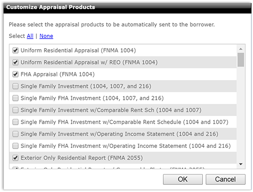 Customize Appraisal Products