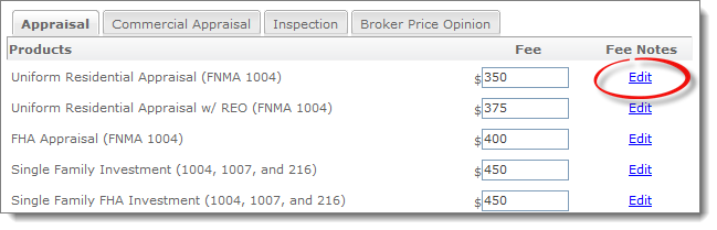 Edit Product Fees