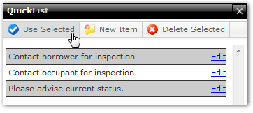 Use QuickList Item