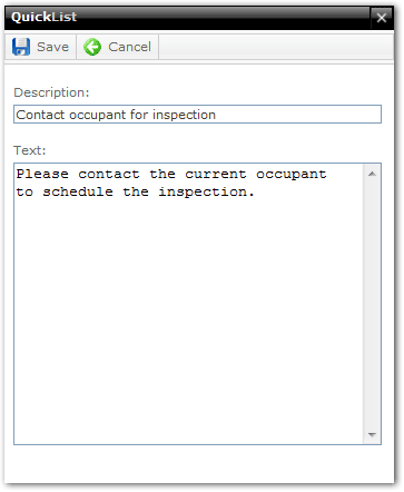 QuickList editor