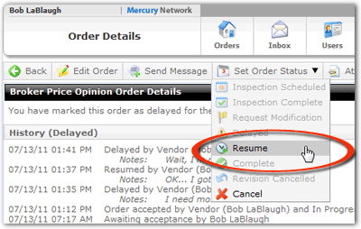 Resume Order