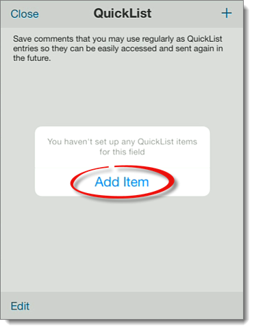 Add new QuickList Item