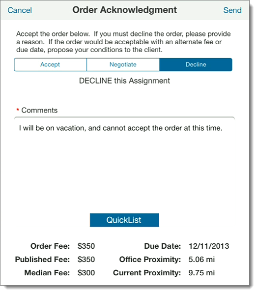 Decline the Order