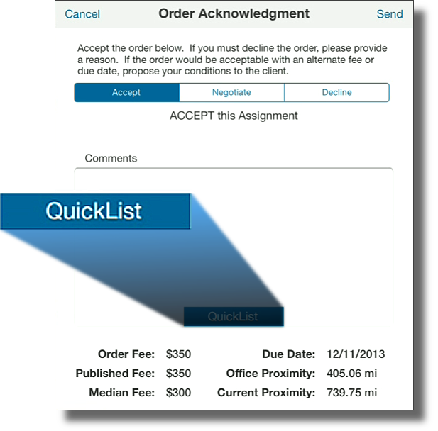 QuickList Tab