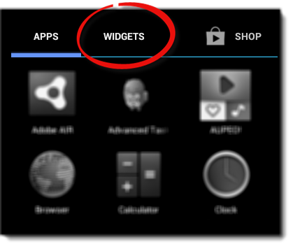 Widgets tab