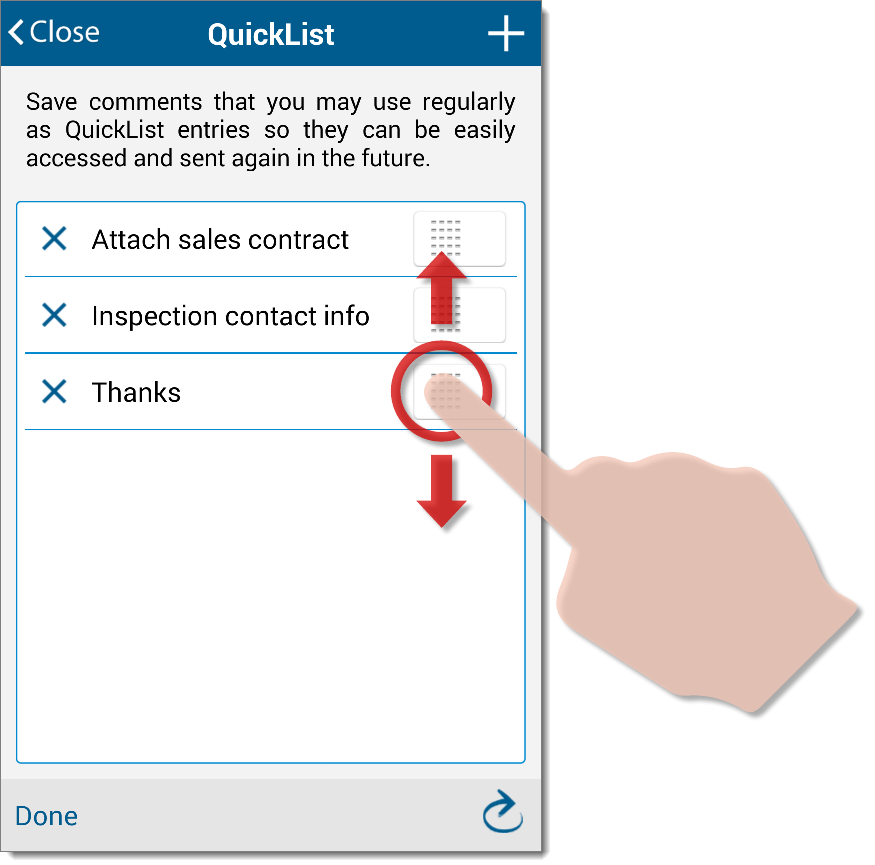 Arrange and Delete QuickList Entries