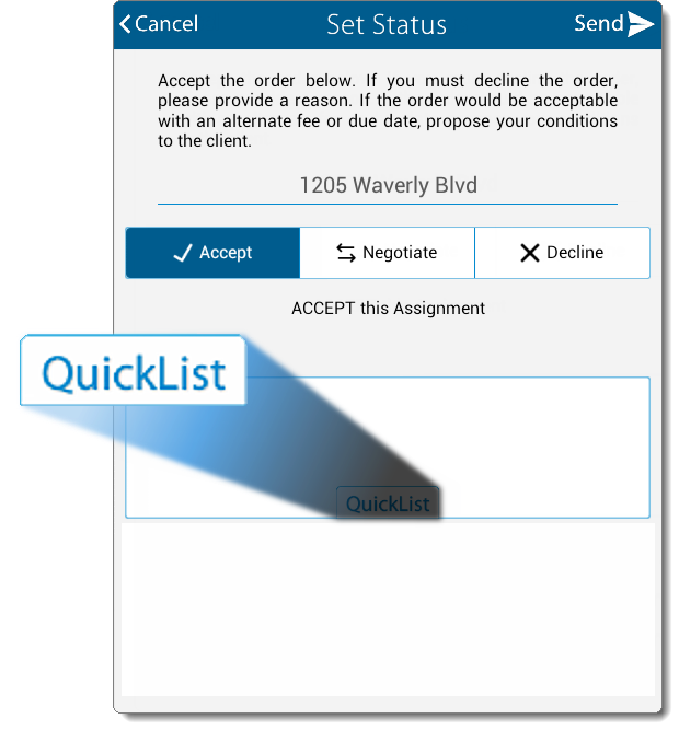 QuickList Tab