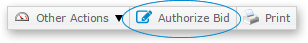 Authorize bid button